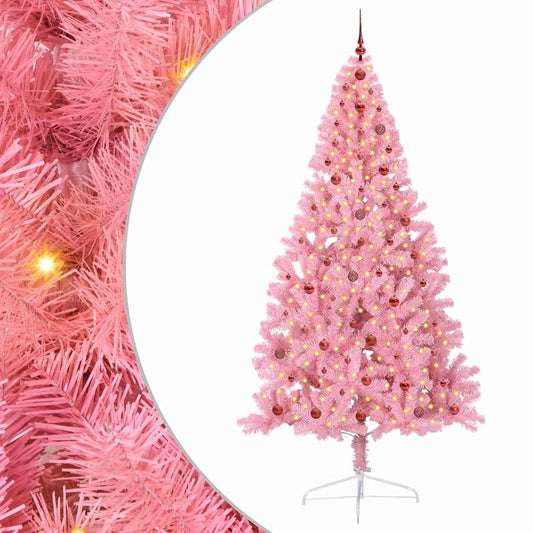 Künstlicher vorbeleuchteter Weihnachtsbaum Rosa 240 cm PVC