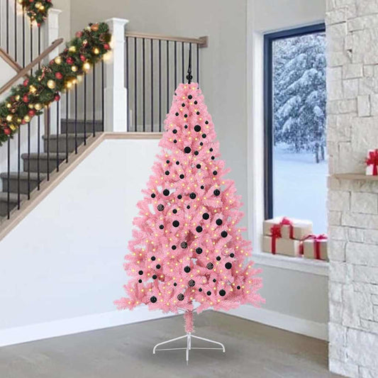 Künstlicher vorbeleuchteter Weihnachtsbaum Rosa 240 cm PVC