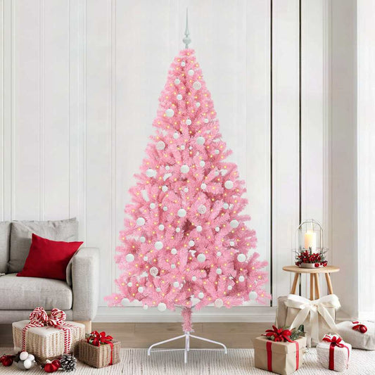 Künstlicher vorbeleuchteter Weihnachtsbaum Rosa 240 cm PVC
