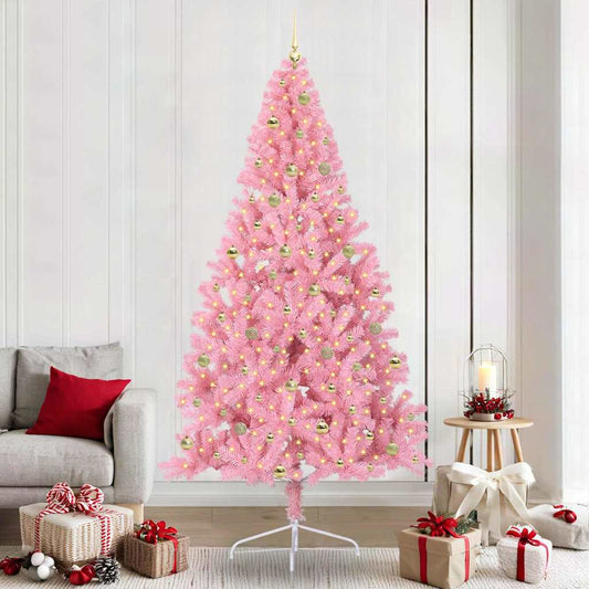 Künstlicher vorbeleuchteter Weihnachtsbaum Rosa 240 cm PVC