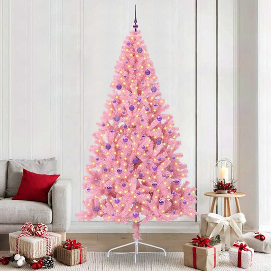 Künstlicher vorbeleuchteter Weihnachtsbaum Rosa 240 cm PVC
