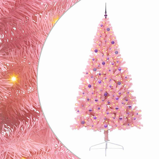 Künstlicher vorbeleuchteter Weihnachtsbaum Rosa 240 cm PVC