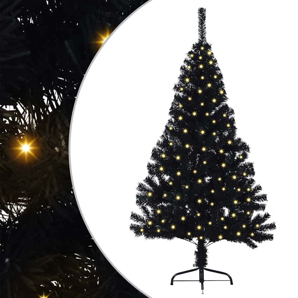 Künstlicher vorbeleuchteter Weihnachtsbaum Schwarz 120 cm PVC