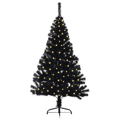 Künstlicher vorbeleuchteter Weihnachtsbaum Schwarz 120 cm PVC