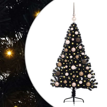 Künstlicher vorbeleuchteter Weihnachtsbaum Schwarz 120 cm PVC