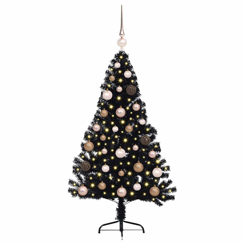 Künstlicher vorbeleuchteter Weihnachtsbaum Schwarz 120 cm PVC