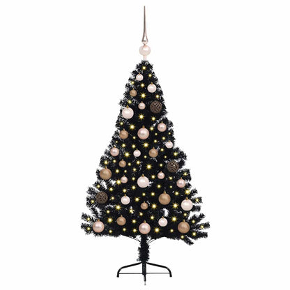 Künstlicher vorbeleuchteter Weihnachtsbaum Schwarz 120 cm PVC