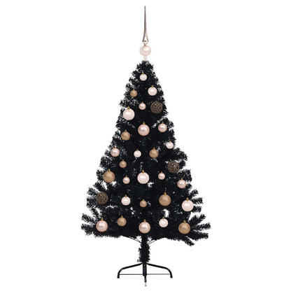 Künstlicher vorbeleuchteter Weihnachtsbaum Schwarz 120 cm PVC