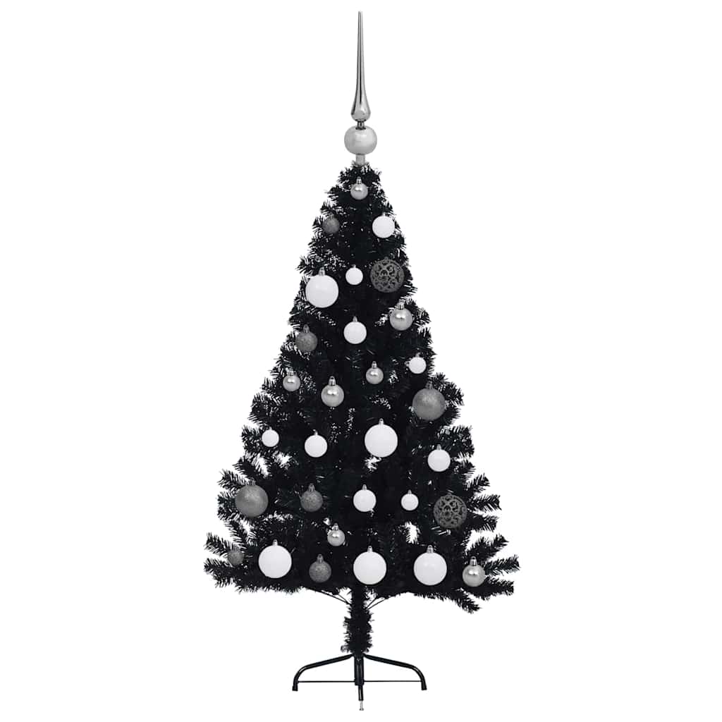 Künstlicher vorbeleuchteter Weihnachtsbaum Schwarz 120 cm PVC