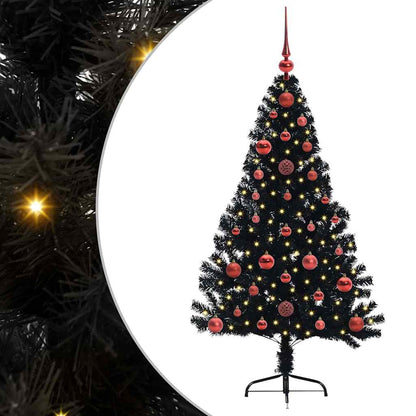 Künstlicher vorbeleuchteter Weihnachtsbaum Schwarz 120 cm PVC