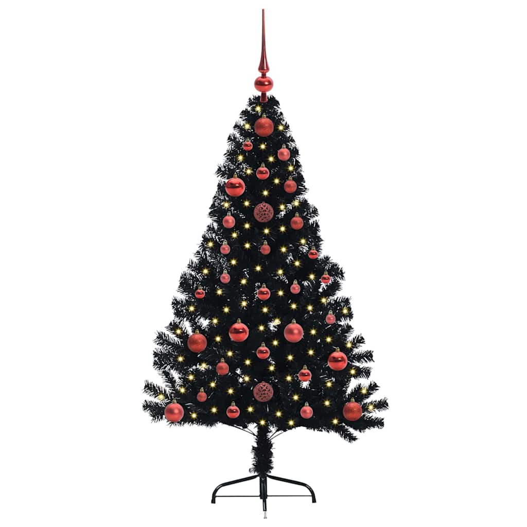 Künstlicher vorbeleuchteter Weihnachtsbaum Schwarz 120 cm PVC