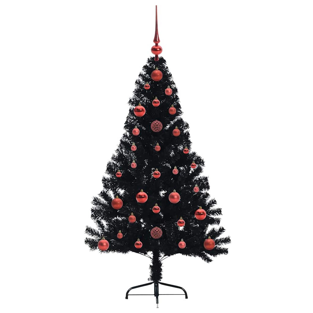 Künstlicher vorbeleuchteter Weihnachtsbaum Schwarz 120 cm PVC