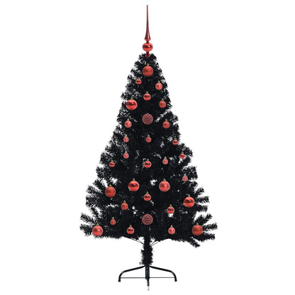Künstlicher vorbeleuchteter Weihnachtsbaum Schwarz 120 cm PVC