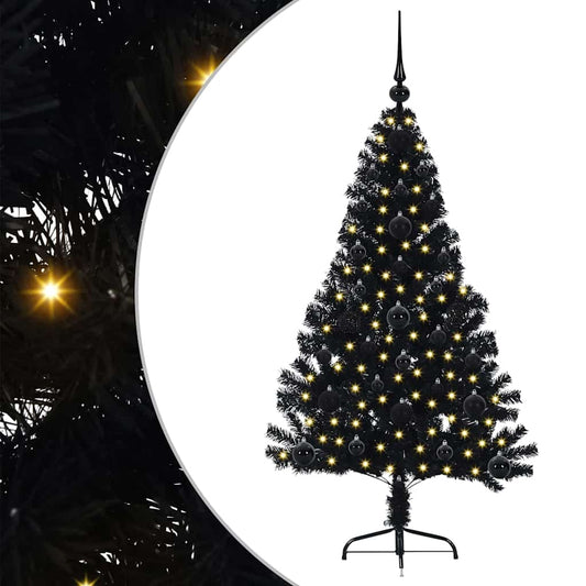 Künstlicher vorbeleuchteter Weihnachtsbaum Schwarz 120 cm PVC