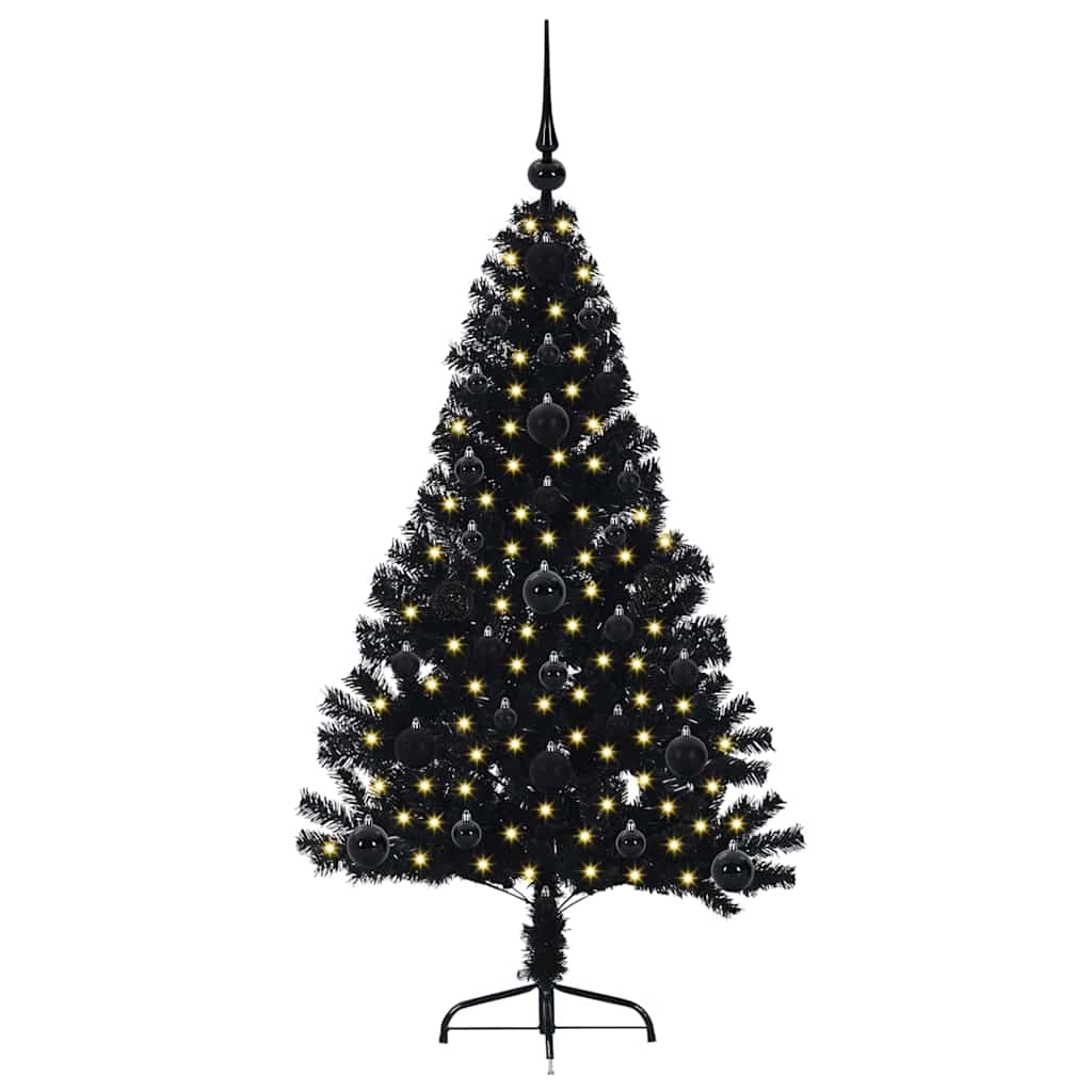 Künstlicher vorbeleuchteter Weihnachtsbaum Schwarz 120 cm PVC