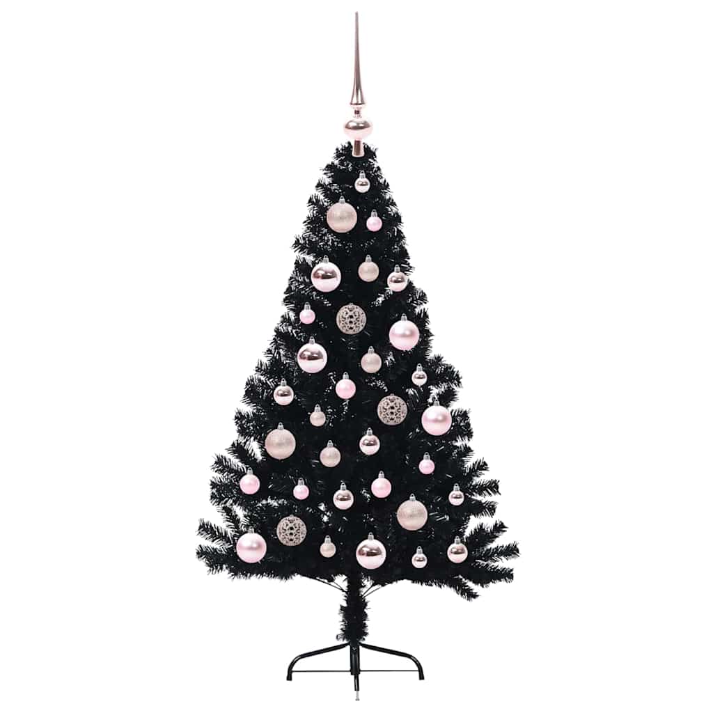 Künstlicher vorbeleuchteter Weihnachtsbaum Schwarz 120 cm PVC