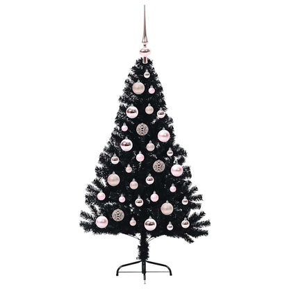 Künstlicher vorbeleuchteter Weihnachtsbaum Schwarz 120 cm PVC