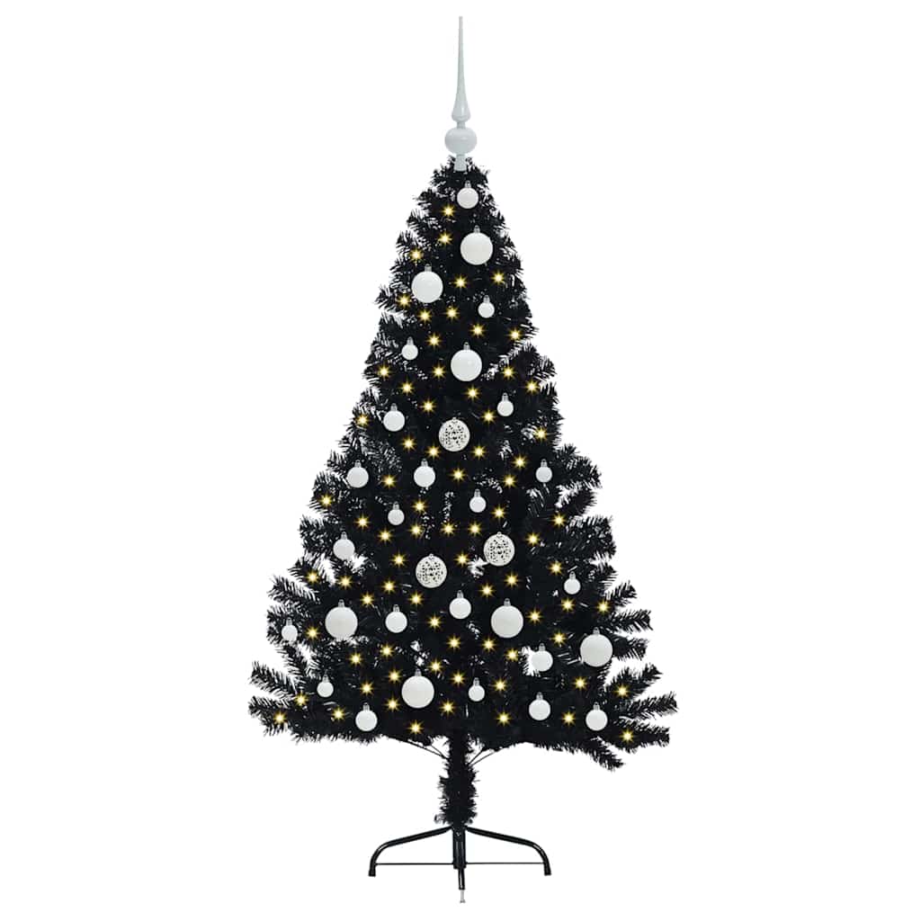 Künstlicher vorbeleuchteter Weihnachtsbaum Schwarz 120 cm PVC