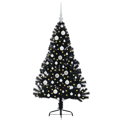Künstlicher vorbeleuchteter Weihnachtsbaum Schwarz 120 cm PVC