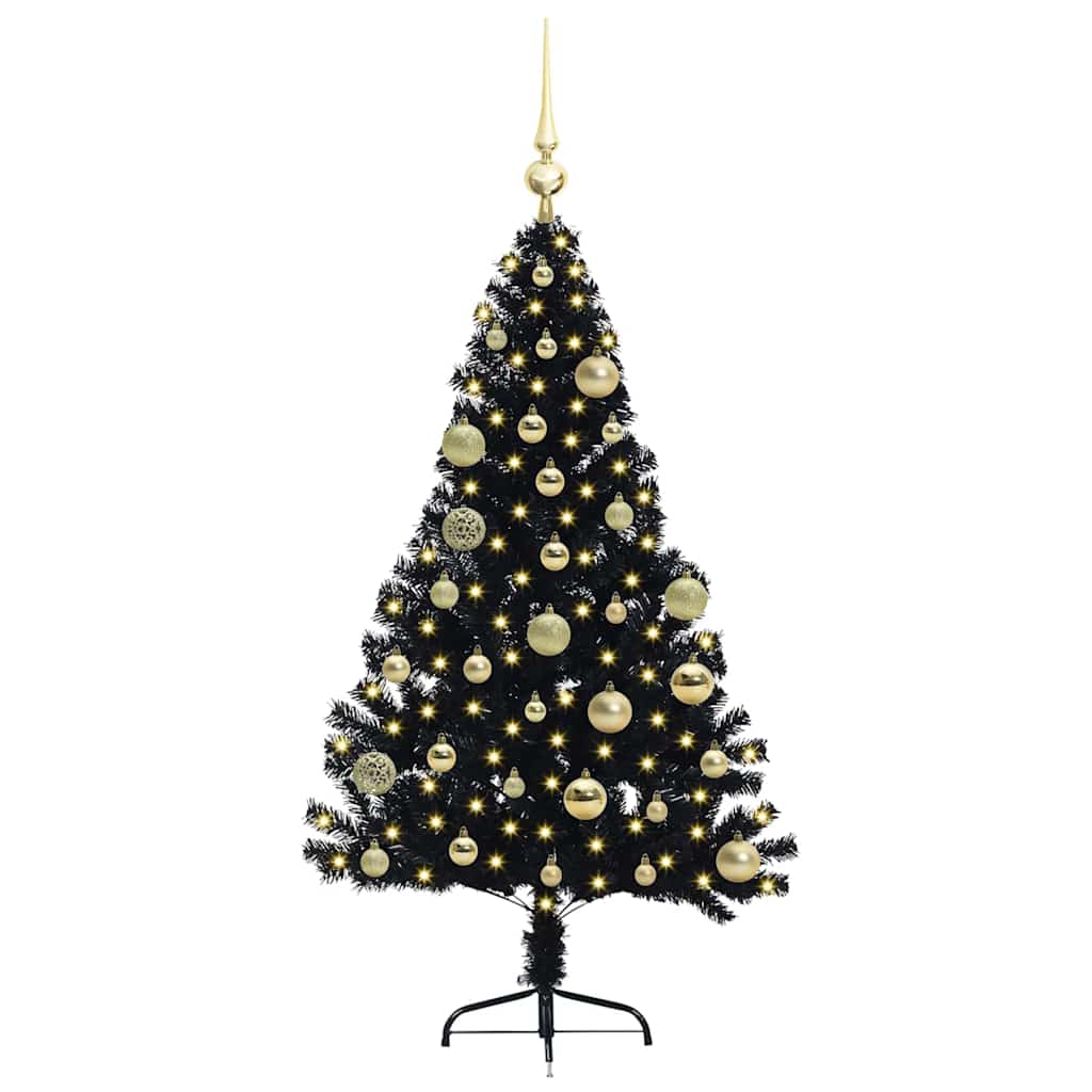 Künstlicher vorbeleuchteter Weihnachtsbaum Schwarz 120 cm PVC