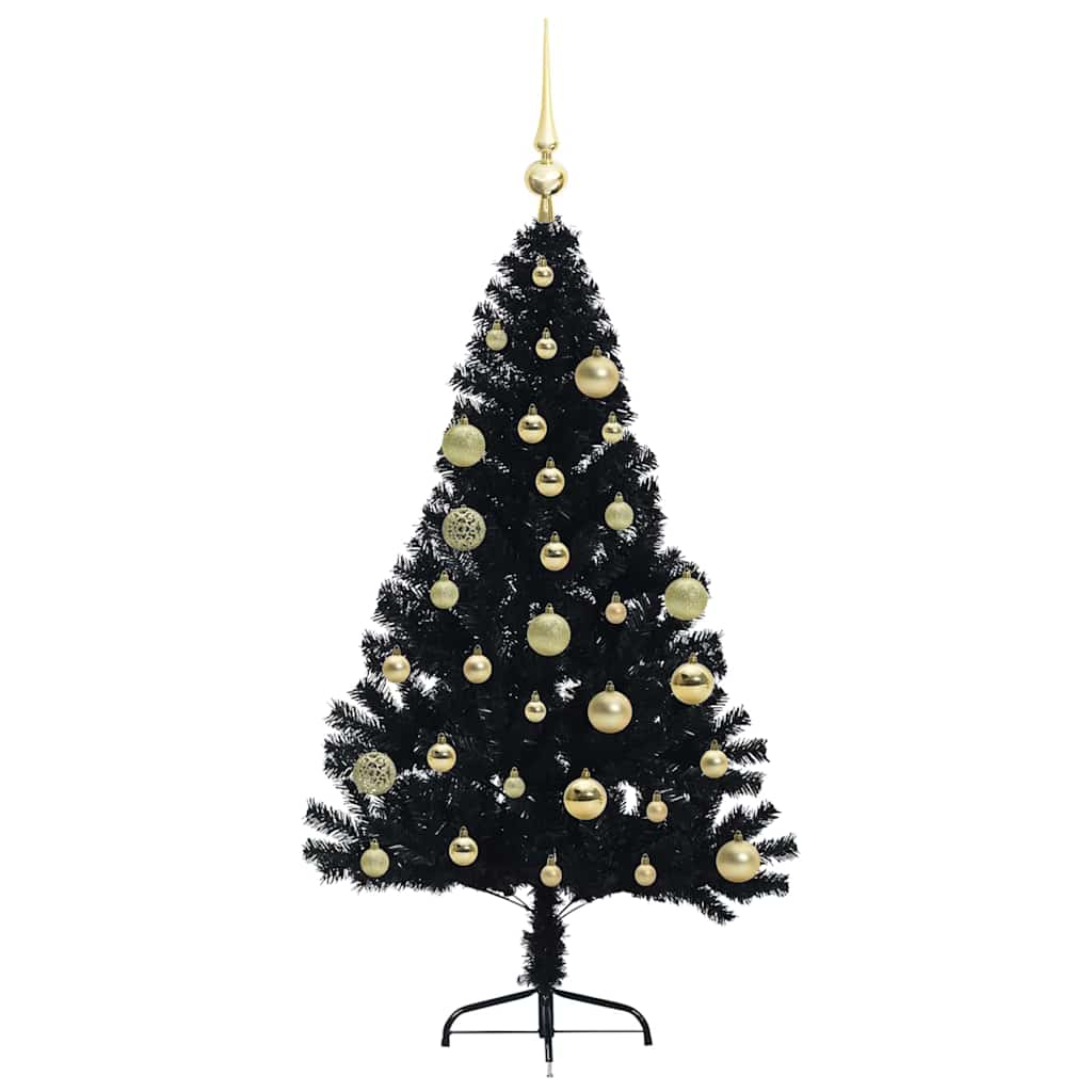 Künstlicher vorbeleuchteter Weihnachtsbaum Schwarz 120 cm PVC