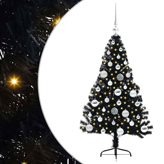 Künstlicher vorbeleuchteter Weihnachtsbaum Schwarz 120 cm PVC
