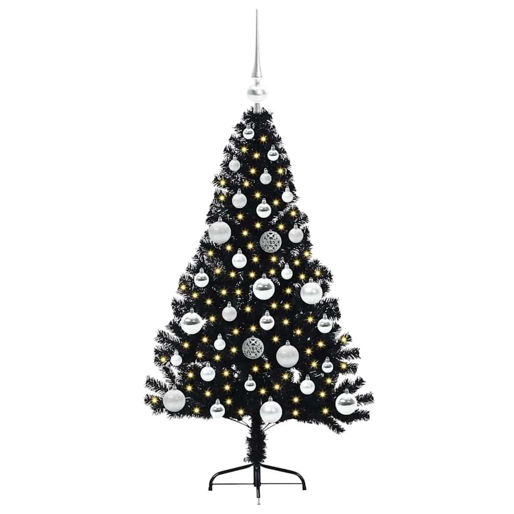 Künstlicher vorbeleuchteter Weihnachtsbaum Schwarz 120 cm PVC