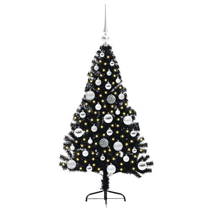 Künstlicher vorbeleuchteter Weihnachtsbaum Schwarz 120 cm PVC