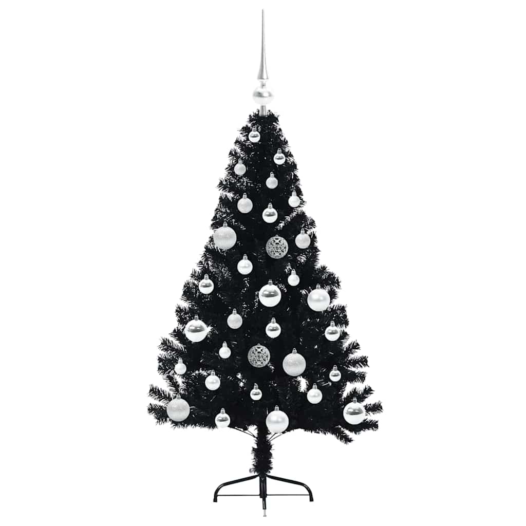 Künstlicher vorbeleuchteter Weihnachtsbaum Schwarz 120 cm PVC