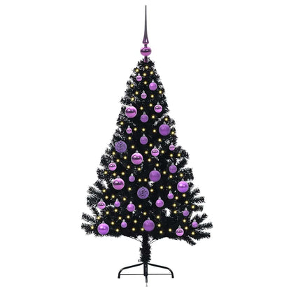 Künstlicher vorbeleuchteter Weihnachtsbaum Schwarz 120 cm PVC