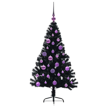 Künstlicher vorbeleuchteter Weihnachtsbaum Schwarz 120 cm PVC