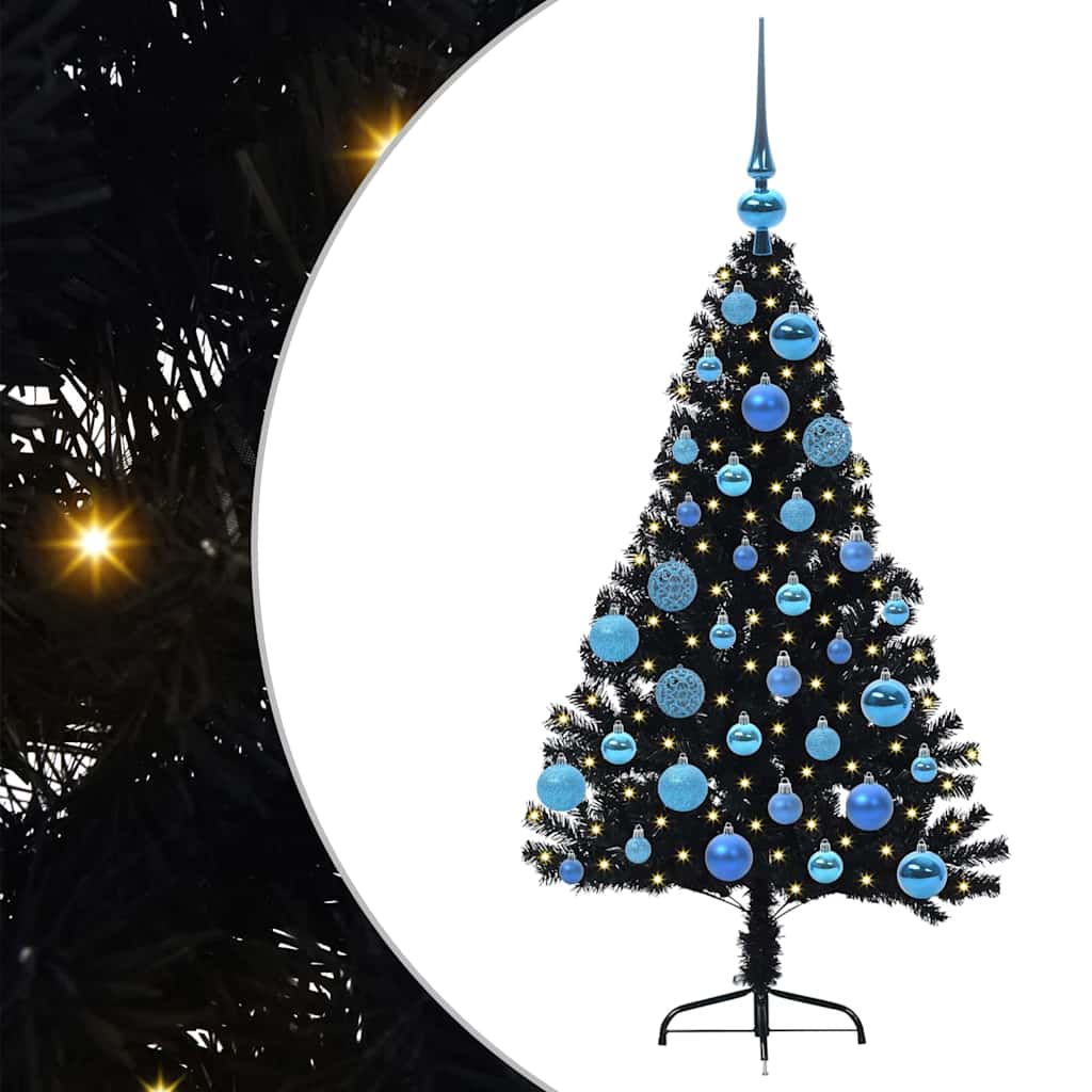 Künstlicher vorbeleuchteter Weihnachtsbaum Schwarz 120 cm PVC