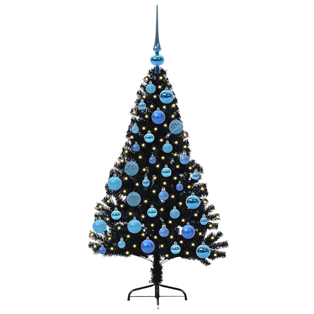 Künstlicher vorbeleuchteter Weihnachtsbaum Schwarz 120 cm PVC