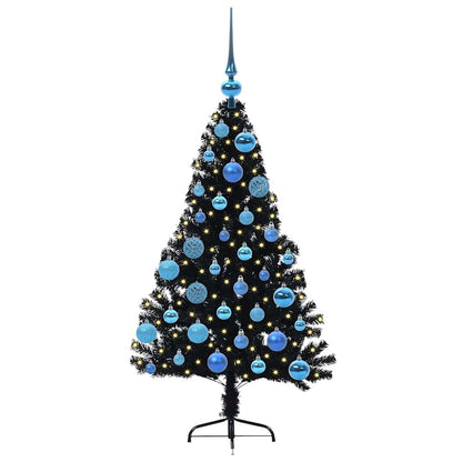 Künstlicher vorbeleuchteter Weihnachtsbaum Schwarz 120 cm PVC