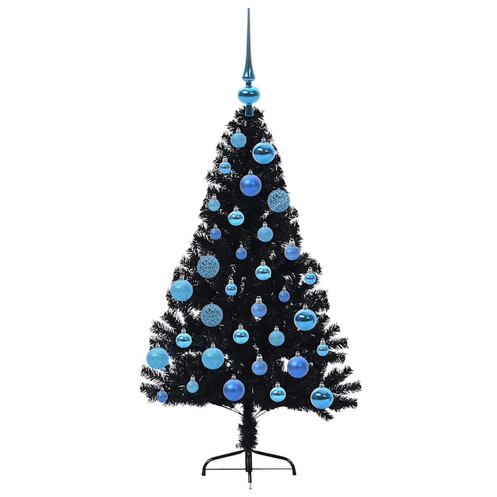 Künstlicher vorbeleuchteter Weihnachtsbaum Schwarz 120 cm PVC