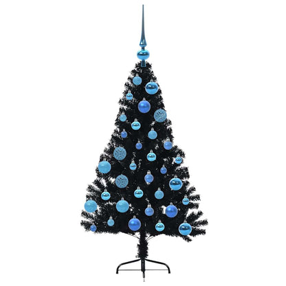 Künstlicher vorbeleuchteter Weihnachtsbaum Schwarz 120 cm PVC