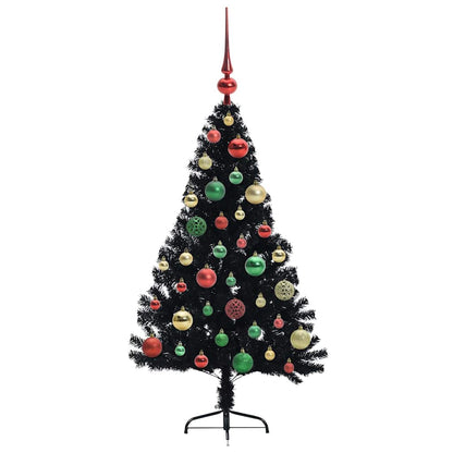 Künstlicher vorbeleuchteter Weihnachtsbaum Schwarz 120 cm PVC
