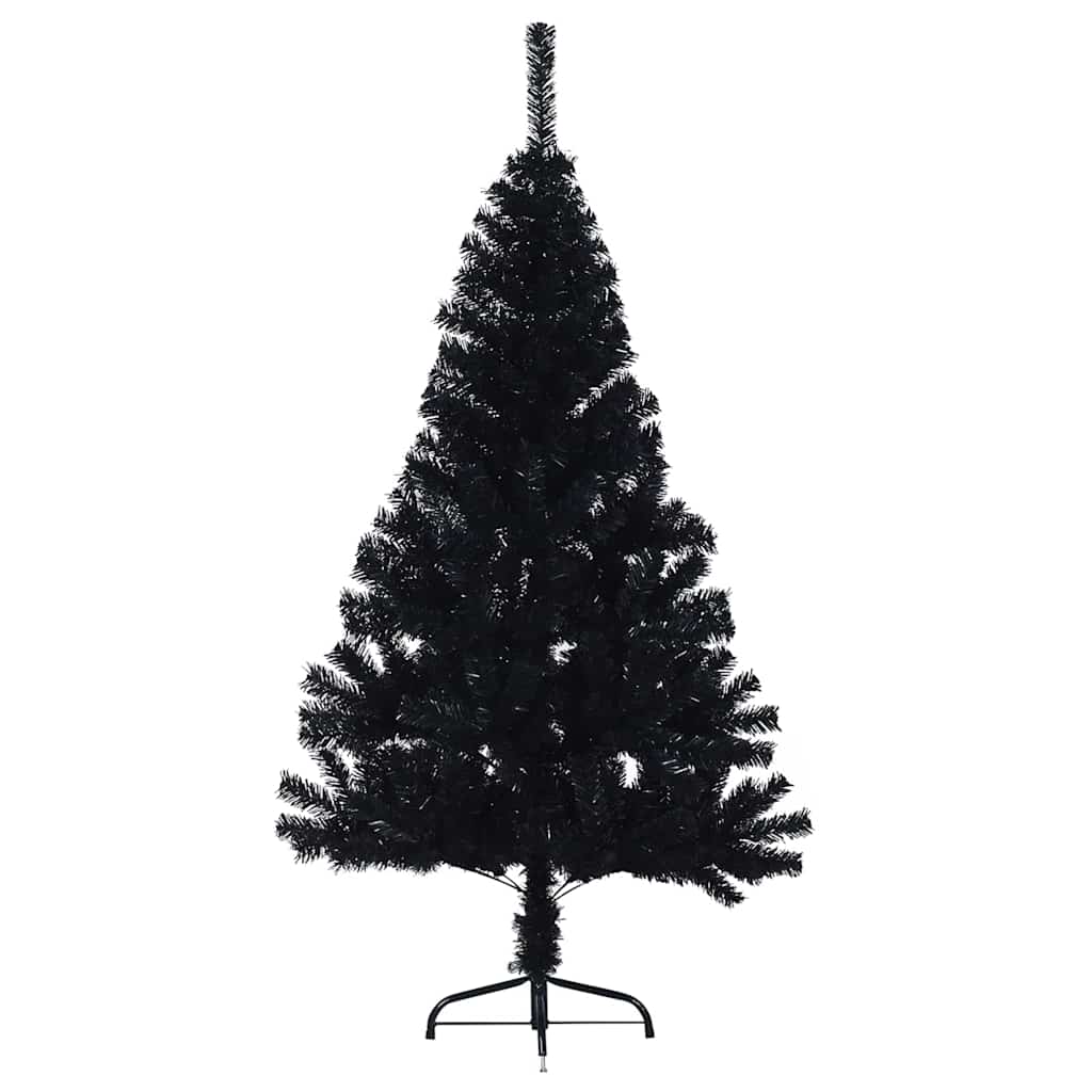 Künstlicher vorbeleuchteter Weihnachtsbaum Schwarz 120 cm PVC