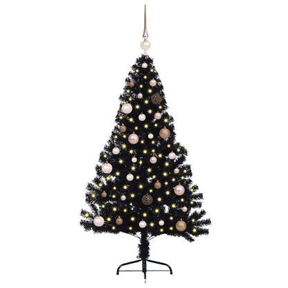 Künstlicher vorbeleuchteter Weihnachtsbaum Schwarz 150 cm PVC