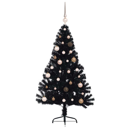 Künstlicher vorbeleuchteter Weihnachtsbaum Schwarz 150 cm PVC