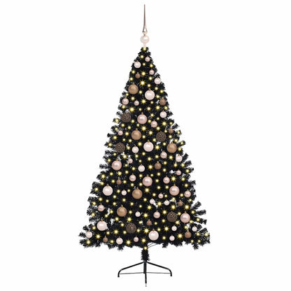 Künstlicher vorbeleuchteter Weihnachtsbaum Schwarz 180 cm PVC