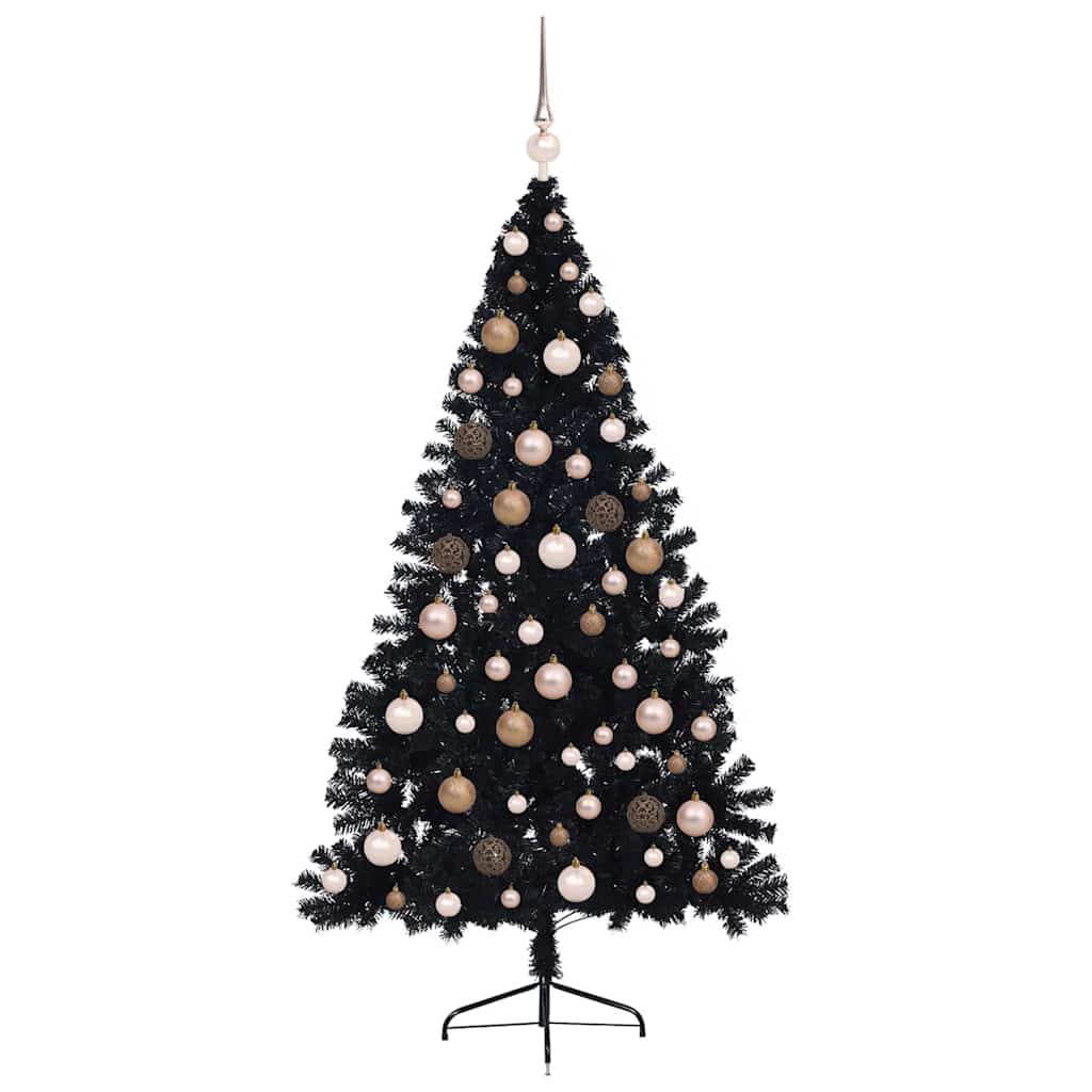 Künstlicher vorbeleuchteter Weihnachtsbaum Schwarz 180 cm PVC