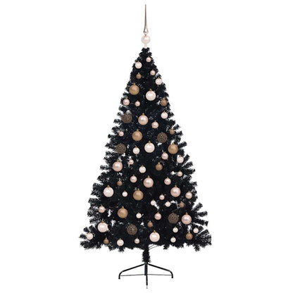 Künstlicher vorbeleuchteter Weihnachtsbaum Schwarz 180 cm PVC