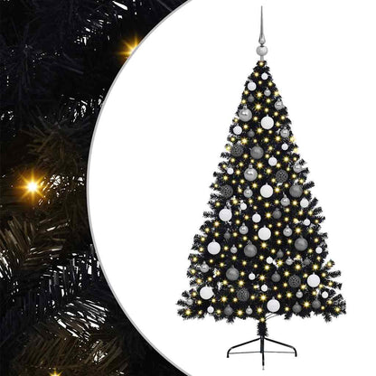 Künstlicher vorbeleuchteter Weihnachtsbaum Schwarz 180 cm PVC