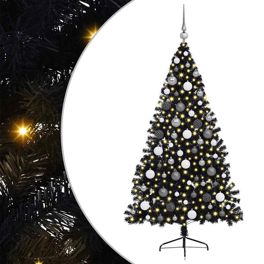 Künstlicher vorbeleuchteter Weihnachtsbaum Schwarz 180 cm PVC