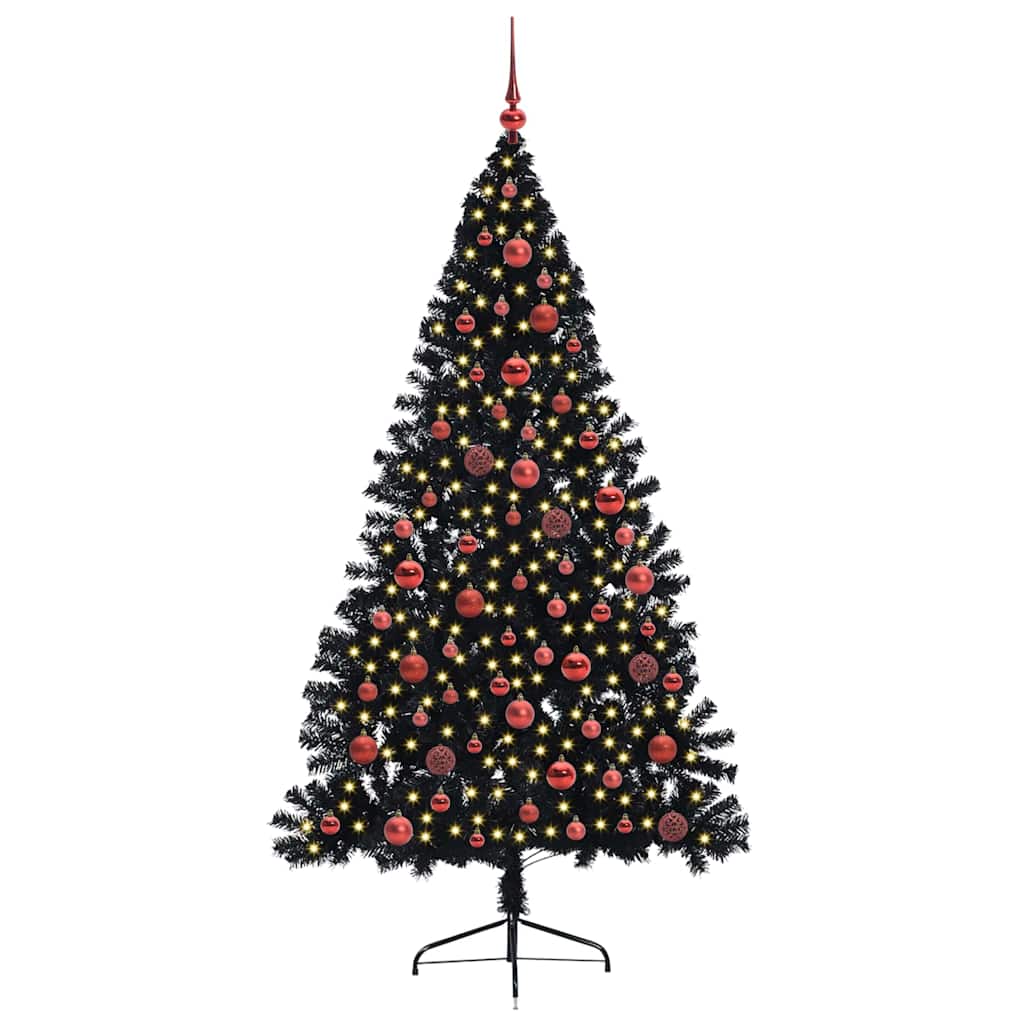 Künstlicher vorbeleuchteter Weihnachtsbaum Schwarz 180 cm PVC