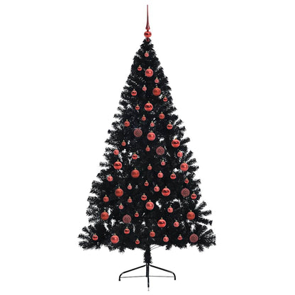 Künstlicher vorbeleuchteter Weihnachtsbaum Schwarz 180 cm PVC