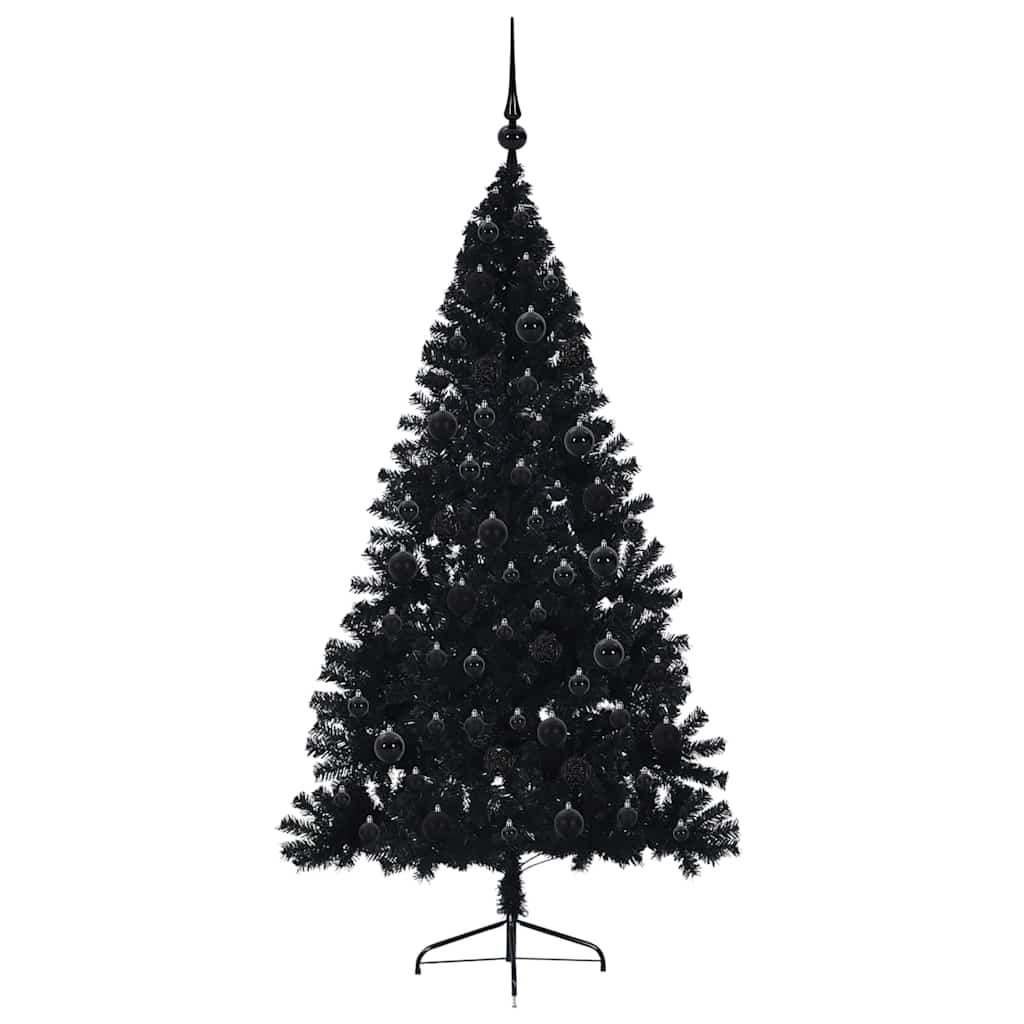 Künstlicher vorbeleuchteter Weihnachtsbaum Schwarz 180 cm PVC