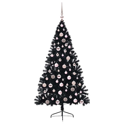 Künstlicher vorbeleuchteter Weihnachtsbaum Schwarz 180 cm PVC