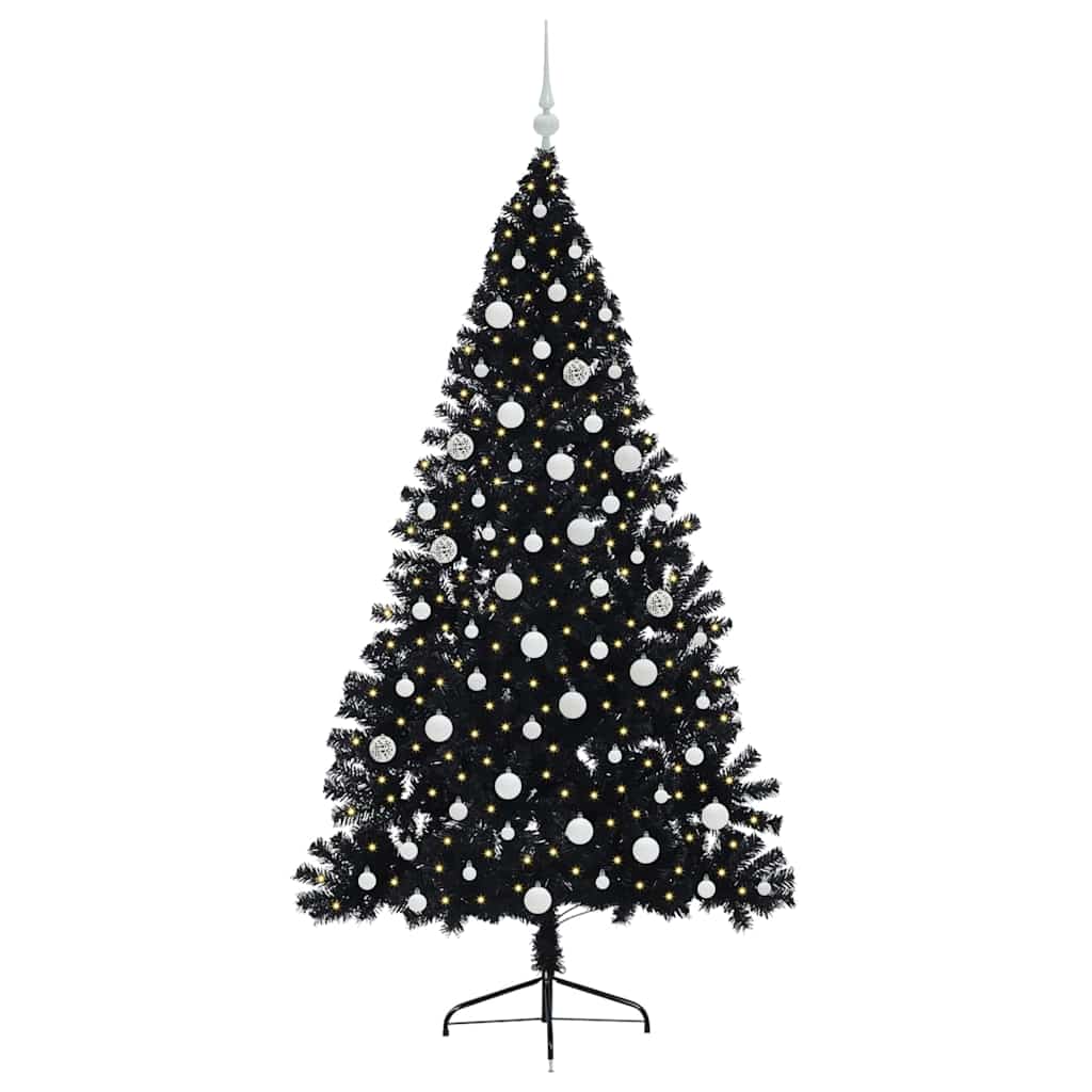 Künstlicher vorbeleuchteter Weihnachtsbaum Schwarz 180 cm PVC